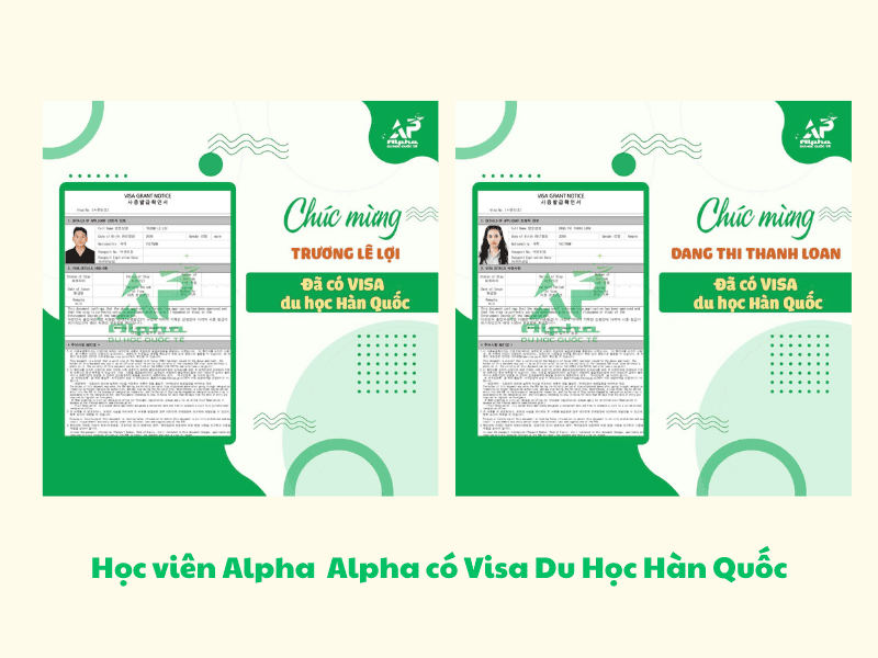 Học viên Alpha chính thức có visa Du Học Hàn Quốc 
