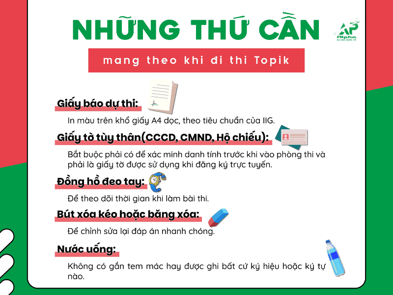 Những thứ cần mang theo khi tham gia kỳ thi Topik 99