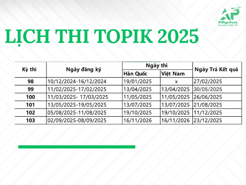 Lịch thi Topik 2025 chi tiết