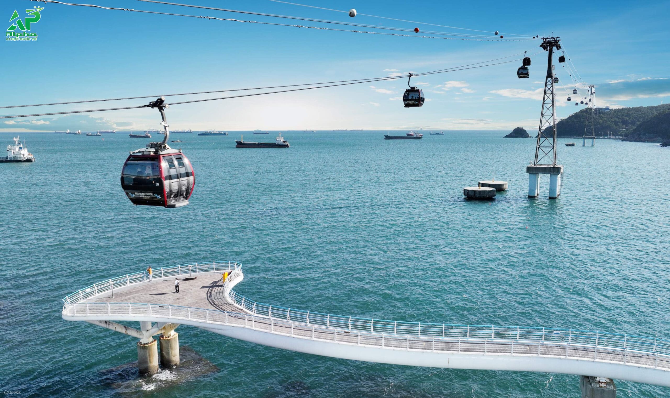 Đi cáp treo qua biển tại Songdo Sky Cruise
