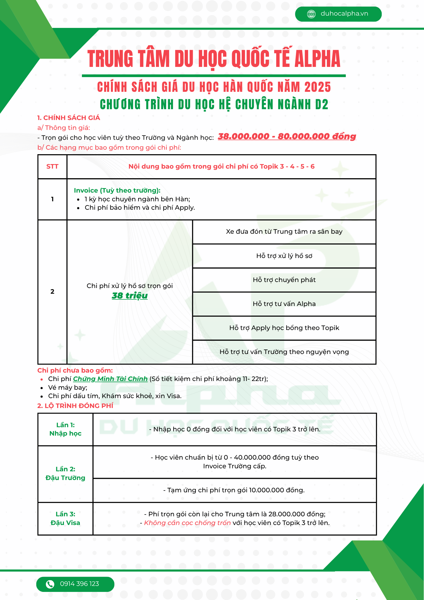 Chính sách Du Học Hàn Quốc hệ chuyện ngành D2 tại Alpha